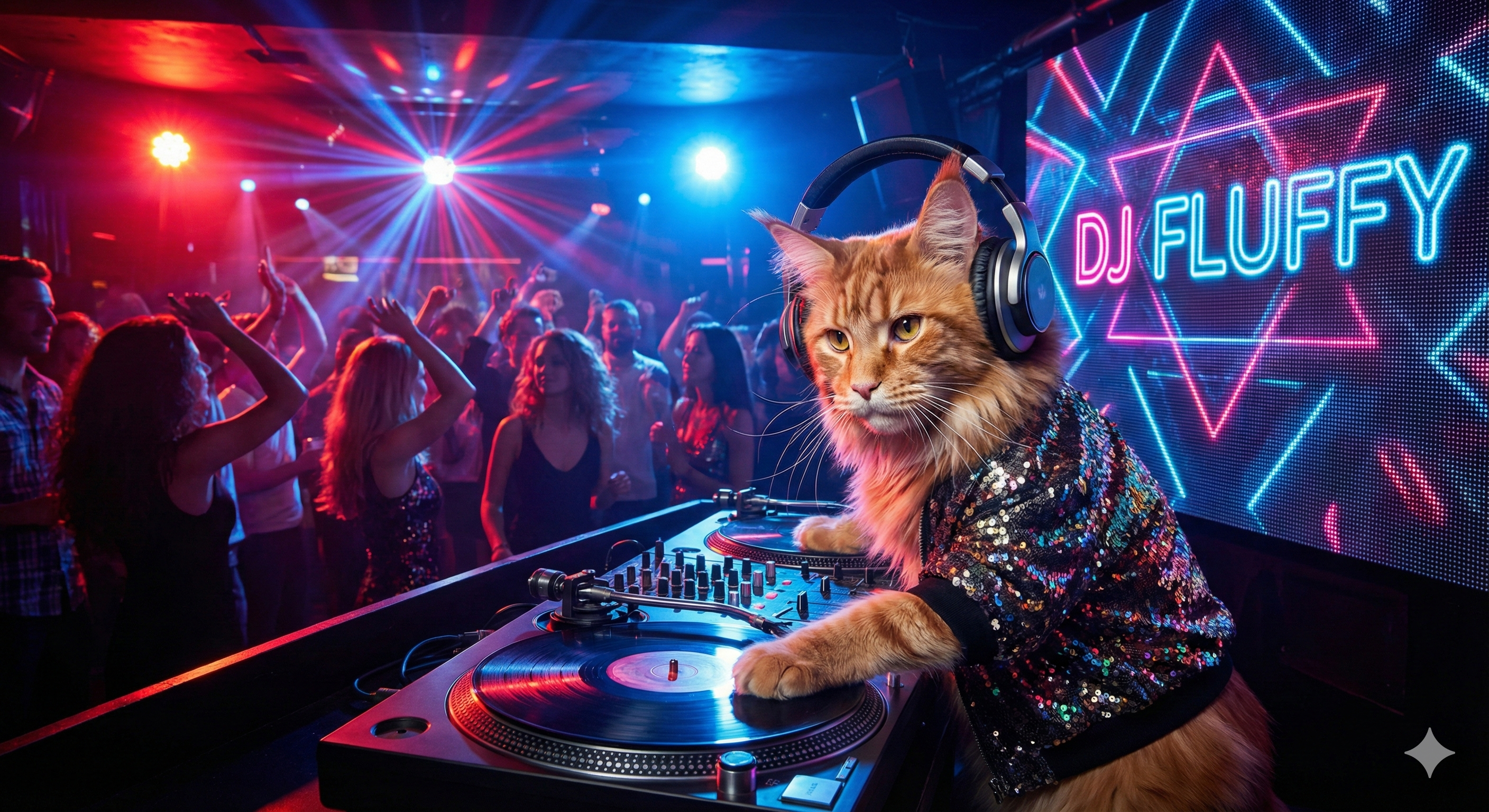 Portrait of DJ Cat-led
